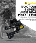 8 Speed X Wide Rear Derailleur For Mountain Biking Non Direct Mount MTB Hanger With Sealed Bearing Pulleys Glass Nylon Knuckle
