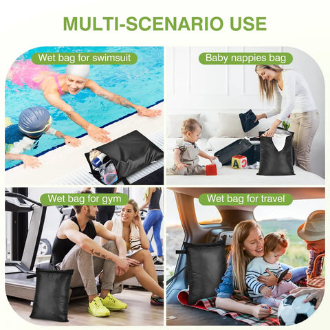 2 Pack 12X16 Inch Waterproof Wet Laundry Bags in gym, poolside, travel, baby care settings
