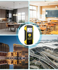 Electronic Studs Finder Handheld Wall Scanner for Wood Metal Studs Detection Detector Color Display Wall Detector Non Metal in a modern kitchen and classroom.