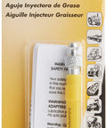 LUMAX LX-1416 grease injector needle with cap; silver 18G stainless steel, 2.5 in long, in blister pack.