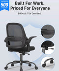 Ergonomic Mesh Office Chair for Home Office With Flip Up Armrests Breathable Mesh Back and Thick Seat Cushion Black Frame