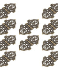 10 Set Retro Zinc Alloy Hinges For Small Boxes And Cabinets, Vintage Bronze Hinges With Smooth Opening And Closing displayed.