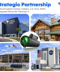Ultra Clear 80x100 Monocular Telescope Kit with 50mm Objective Lens, strategic partners include Audubon, Cabela’s, NASA, and U.S. Army.
