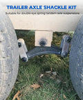 Heavy Duty Trailer Shackle Kit For Double Eye Leaf Springs Fits 3.5K To 7.2K Axles installed on trailer axle