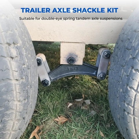 Heavy Duty Trailer Shackle Kit For Double Eye Leaf Springs Fits 3.5K To 7.2K Axles installed on trailer axle