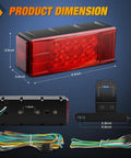 LED Trailer Light Kit 2 Pack Red Rectangular Tail Stop Turn License Lights Amber Side Marker 9 LED ID Bar dimensions diagram