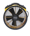 Hardcore Yellow Dock Fan Pumpin Out 2100 CFM Of Ice Cold Air Up To 170 Feet front view with sturdy design and large blades.