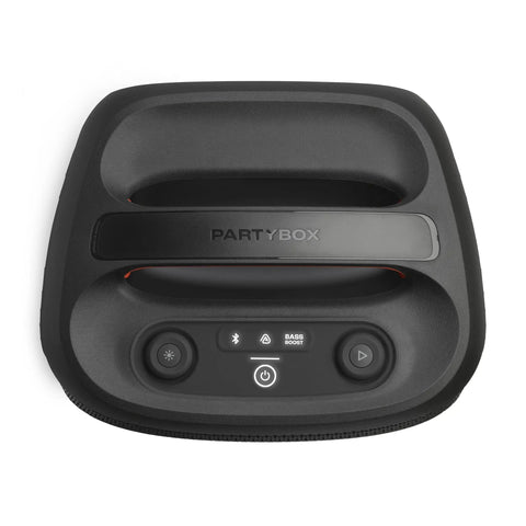 Top view of Encore Essential 2 Portable Party Speaker with control buttons and handle, showcasing compact design.