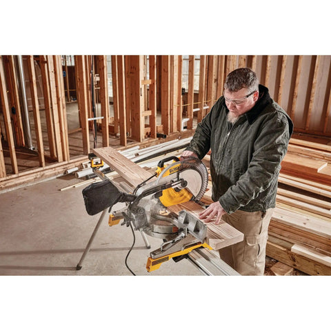 12 Inch Single Bevel Compound Miter Saw With 15 Amp Motor And Beefy Cutting Power, Precise Miter System, 14 Positive Stops, Stainless Steel Detent Plate, Tall Sliding Fence, Clears 5-1/2 Inch Base, Bevels From 0 To 48 Degrees Left
