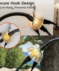 Three Outlet Outdoor Extension Cord 25 Ft 16 AWG 3 Conductor With Indicator Light Hook Design Waterproof SJTW ETL Listed shown on tree