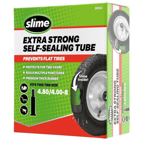 Box of heavy duty self sealing inner tube for wheelbarrows, lawn mowers, trailers, tractors, golf carts, no more flats, size 4.80/4.0-8 inches