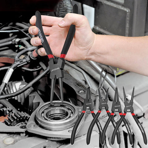 Beefy 9 Inch Snap Ring Pliers Set Heavy Duty 4 Pieces Internal External Circlip Pliers Kit With Straight And Bent Jaw Tips