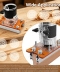 Rock Solid Wood Trim Router Base For 65mm Palm Tools Dead Nuts Precision Anti Wobble Plate on wood surface for precise routing.