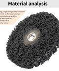 Durable 4 Inch Abrasive Strip Wheels With 6MM Shank For Drill Bit, showing high-strength fiber mesh for heavy duty cleaning.