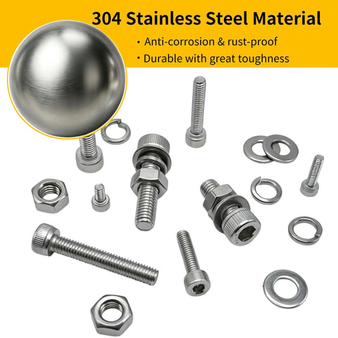 Killer 1290 Piece Rust Resistant 304 Stainless Steel Button Head Socket Cap Screw Assortment Kit With Hella Tough Hex Nuts And Durable Flat Washers For Heavy Duty Rc Truck Builds And Pro Shop Repairs arranged on a white background.