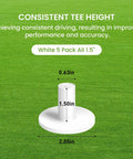 Five Pack 1.5 Inch Rubber Tee Adapters For Indoor Outdoor Golf Practice Mats White Tee Holder Set dimensions on grass
