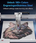 Dope 20W Laser Engraver And Cutter With Air Assist engraving a colorful cat image on a flat surface