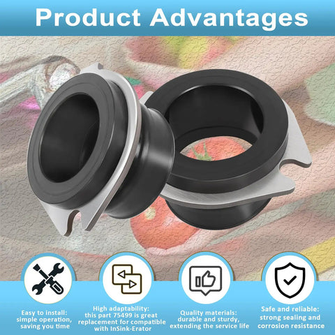 Flexible Anti Vibration Tailpipe Mount Coupling 75499 Replacement Part For Garbage Disposals, Easy Install No Fuss, Durable Flexible Discharge Adapter Replaces 74085, DIY Friendly, High Quality. black rubber disposal tailpipe coupler with metal bracket