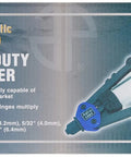 Box of Heavy Duty 13 Inch Hand Riveter with text highlighting its features including double compound hinges and size capacity.