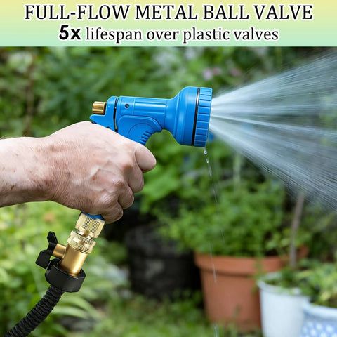 Person using Built Tough Three Quarter Inch Garden Hose Shut Off Valve Set With Ergonomic Handle Solid Brass Construction