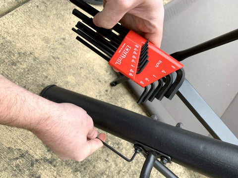 Long Series Hex L Key Allen Wrench Set 13 Piece SAE Inch Sizes From.050 To 3 Eighths Made In USA in use on machinery