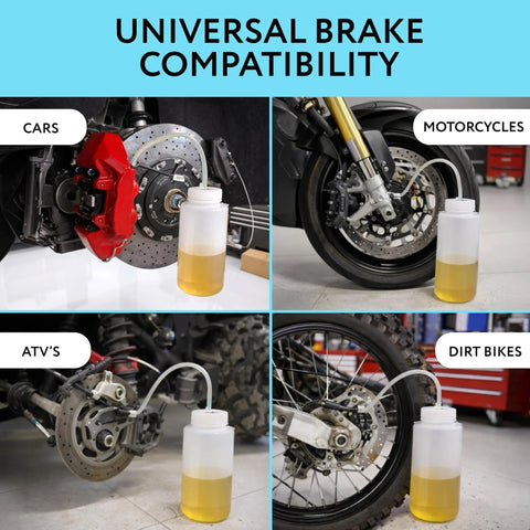 Mission Automotive brake bleeder kit with white 16 oz bottle; magnetic bottle for cars, motorcycles, ATVs, dirt bikes