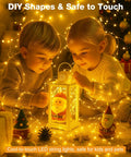 Warm White Fairy Lights Set With 50 LEDs 16 Feet Battery Operated With Timer And USB Power 8 Modes Mini Twinkle String Lights For Tree Wreath Vase Bedroom Decor Perfect For Holidays And Weddings around children holding lantern