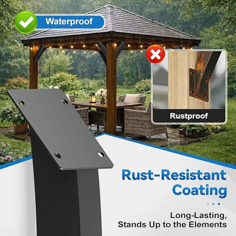 4 Pcs 45 Degree Corner Brackets For Wood Structures Outdoor Pergolas Gazebos Tree Houses Cabins And Patios Heavy Duty Steel With Black Powder Coat Rust Resistant Easy Install