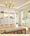 100 Inch White Freestanding Closet System With Smooth Glide Drawers And Full Length Mirrored Panel Badass All In One Bedroom Wardrobe Organizer with a stylish bench and natural light.