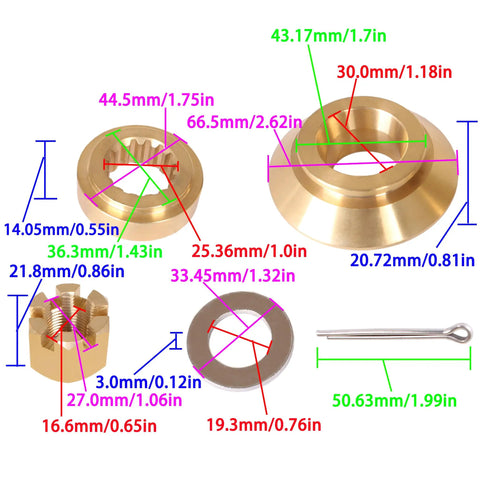 Must Have Propeller Nut Kit With Stopper Propeller Bush Thrust Washer And Spacers For Suzuki DF150 DF300 Outboard Motors 150HP 300HP Gearcase 15 Tooth Spline Four And Three Quarters Inch