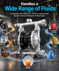 1.5 Inch Air Operated Double Diaphragm Pump With Aluminum Alloy Housing, Oil Free Pneumatic Transfer Pump, Dry Run Safe, Built Tough AODD Pump For Industrial Fluids And Chemical Handling, for waste oil and diesel