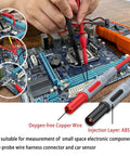 24 Piece Multimeter Test Leads Set With Alligator Clips And Insulation Piercing Probes For 1000V 10A CAT III Meters Like Fluke KAIWEETS INNOVA Voltmeter And Clamp Meter in use on a motherboard
