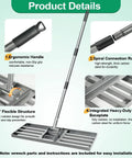 30-Inch By 10-Inch No-Fuss Pro-Grade Lawn Leveling Rake with adjustable handle and heavy-duty base for soil smoothing.