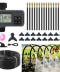 100FT Automatic Drip Irrigation Kit With Water Timer And 360 Degree Bendable Copper Atomizing Nozzles for gardens