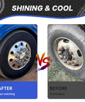 Before and after using 32 And 33mm Lug Nut Covers For Semi Trucks And Trailers Screw On ABS Chrome Wheel Hub Caps Kit With Installation Tool Flat Top Removable Covers 2 Front 4 Rear Rustproof And Durable Wheel Protection