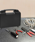 Tough As Nails Plastic Toolbox With Reinforced Carry Handles For Home Repairs And Power Tool Storage Organizer Bin Crafted Snappy For Weekend Warriors And Trade Pros sits on a countertop with tools.