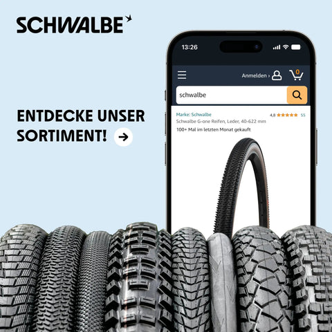 Various bicycle tires including All-Round All Terrain Bicycle Tire For MTB And E-Bikes, 26 to 29 inch, wired type displayed on phone screen
