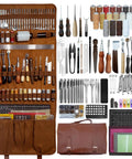 Leather Tooling Kit For Leather Craft Enthusiasts 588Pcs DIY Set with handbag case, tools for sewing, engraving, and carving.