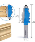 Pro Grade 2 Piece Architectural Molding Router Bit Set With One Half Inch Shank Fishtail Handrail Bits with dimensions and profile cut