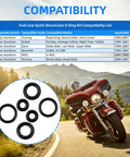 Harley Davidson Fuel Line Quick Disconnect O Ring Kit With Leak Proof Seals Two Sets Of Six O Rings with motorcycle and compatibility chart
