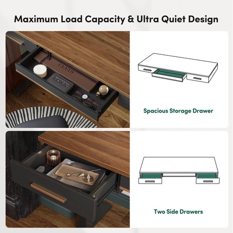 Slick Electric Sit Stand Desk With 3 Integrated Drawers Gives Your Home Office An Ace Upgrade featuring spacious storage drawers.