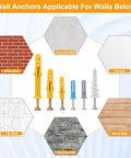 160Pcs Drywall Anchors And Screws Kit With Five Sizes for Brick, Concrete, Tile, Drywall, Wood, Cultured Stone Walls