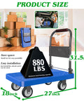 Beefy Heavy Duty Foldable Platform Cart With 880 Lb Capacity And 360 Degree Swivel Wheels Built With Four Steel Beam Supports