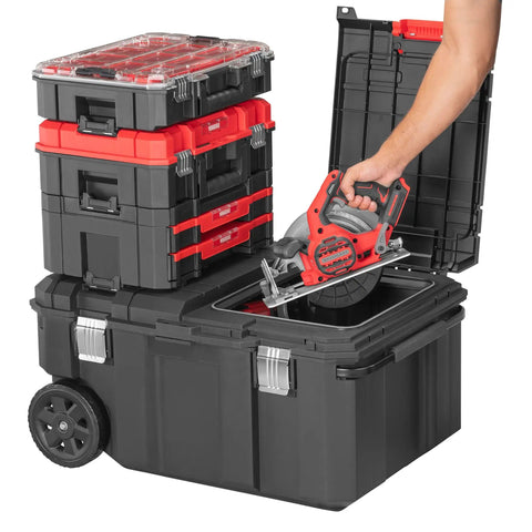 VersaStack 30 Gallon Quick Access Rolling Tool Chest With Half Lid Top For Fast Tool Access And Easy Reach Of Large Tools
