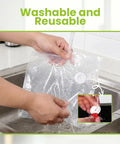 Person washing reusable bag for Portable Handheld Vacuum Sealer For Food With 32 Reusable Bags, Compact Yet Boss Level Kitchen Gadget