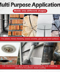 Black Moldable Silicone Putty Pre Cut Strips Non Hardening Gap Sealant For Ductwork And Windows shown applied to various surfaces.