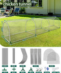 Outdoor Metal Chicken Run Tunnel For Eight To Twelve Chickens Predator Proof Easy Install with dimensions and parts shown