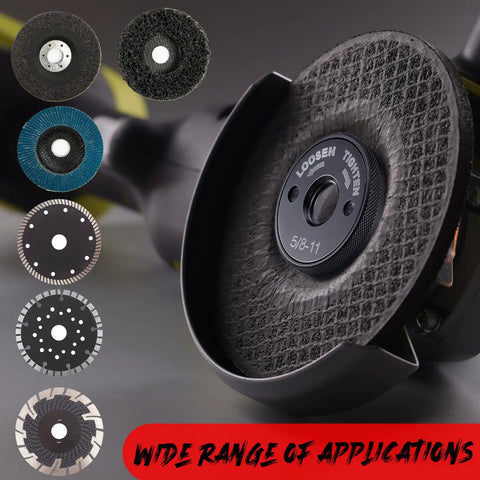 Angle grinder with 4 Pack 5/8-11 Angle Grinder Flange Nut With Quick Release Lock No Wrench Needed Tool Free Install