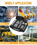 Heavy Duty BSPP Cap And Plug Kit For Hydraulic Systems, 56-piece galvanized steel fitting set shown with industrial applications
