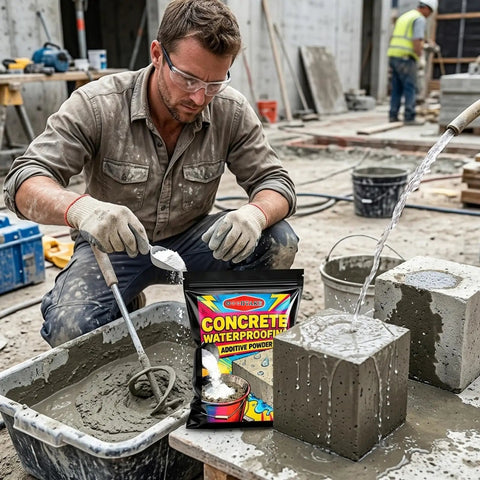 Rock Solid Waterproofing Powder For Concrete And Mortar Sealer that slams the door on water infiltration across roofs and basements featuring anti crack protection and pro grade no sweat application at 16 oz bag.